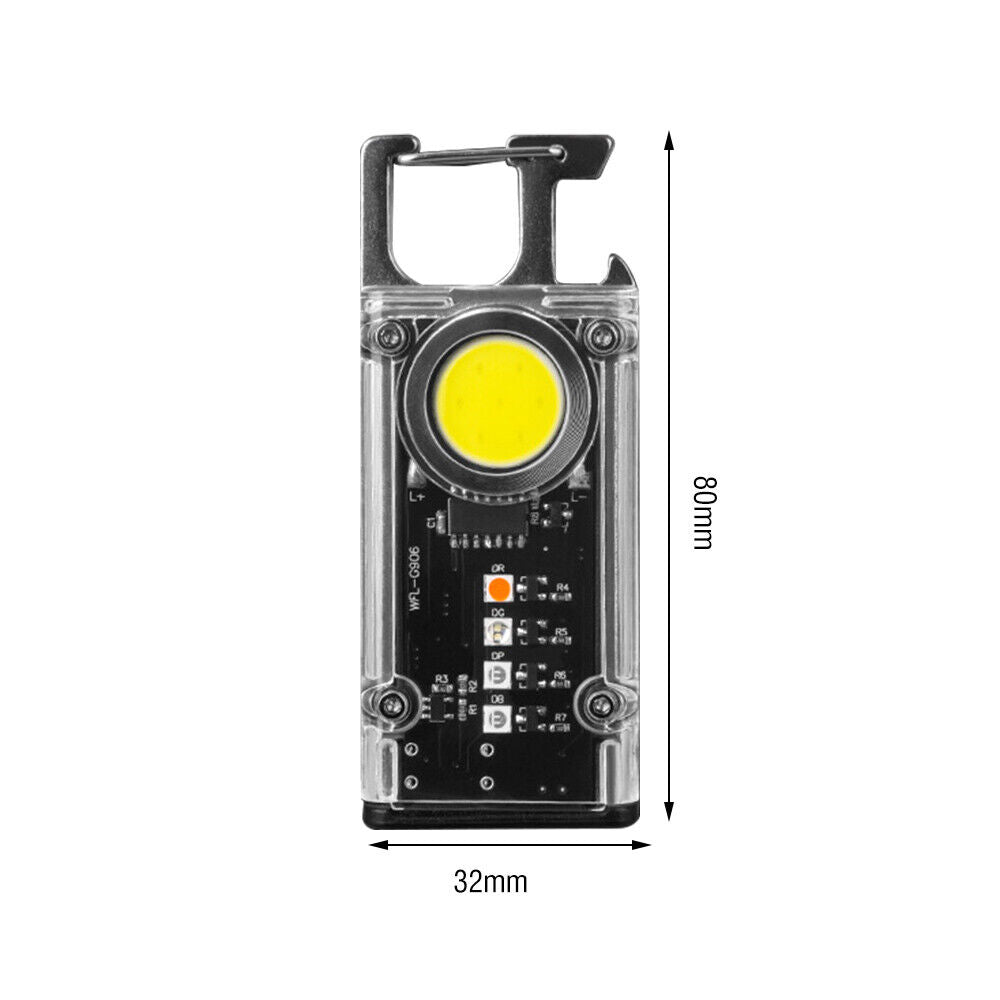Mini Flashlight Keychain USB Rechargeable Cob Waterproof Portable Led Work Light