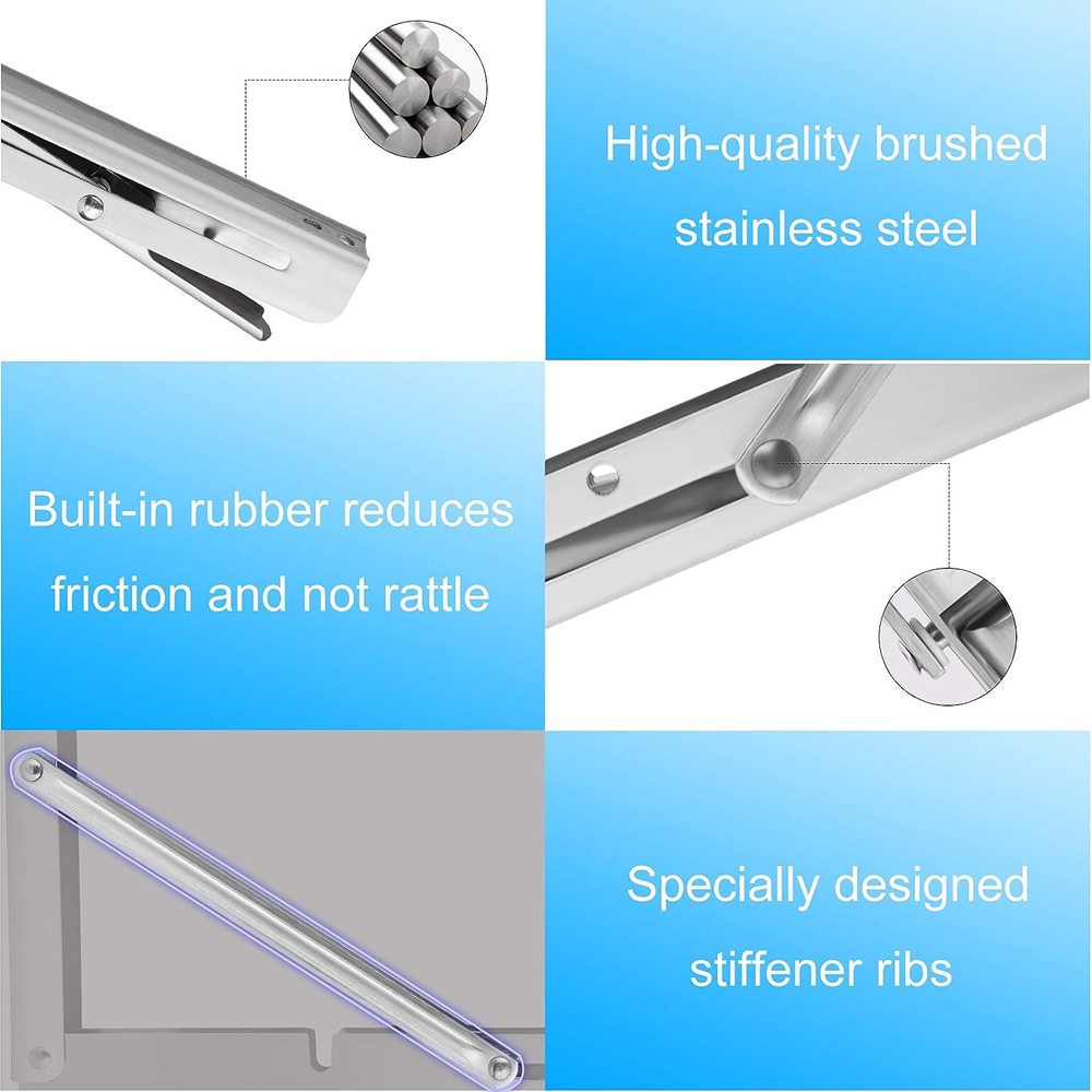 16"Stainless Steel Folding Table Bracket Shelf Bench 200kg Load Heavy Duty