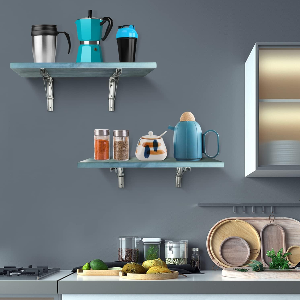 16"Stainless Steel Folding Table Bracket Shelf Bench 200kg Load Heavy Duty