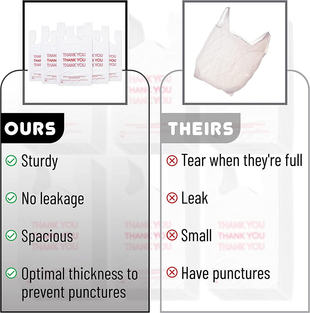 50X Plastic Shopping Bags - Reusable Recyclable Singlet Eco Grocery Carry Bag Medium