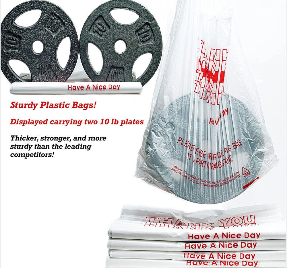 50X Plastic Shopping Bags - Reusable Recyclable Singlet Eco Grocery Carry Bag Super Large