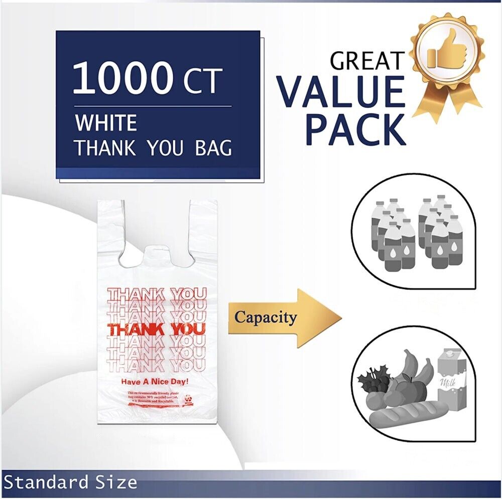 50X Plastic Shopping Bags - Reusable Recyclable Singlet Eco Grocery Carry Bag Super Large