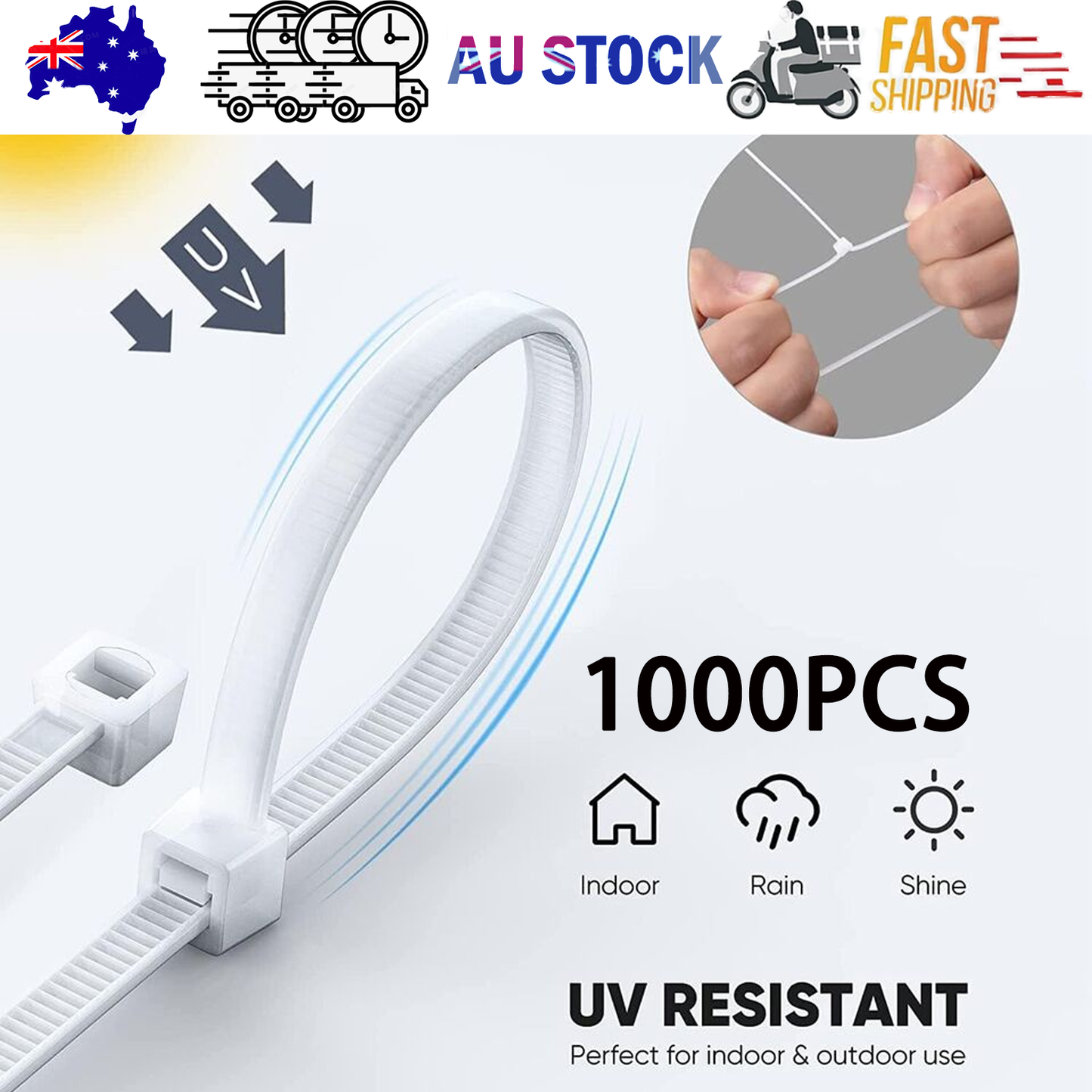 Cable Ties Zip Ties Nylon UV Stabilised 1000x Bulk Black Cable Tie AU STOCK