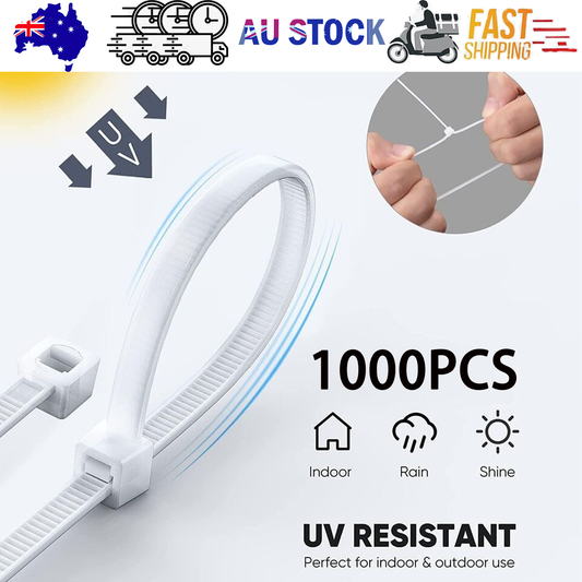 Cable Ties Zip Ties Nylon UV Stabilised 1000x Bulk Black Cable Tie AU STOCK