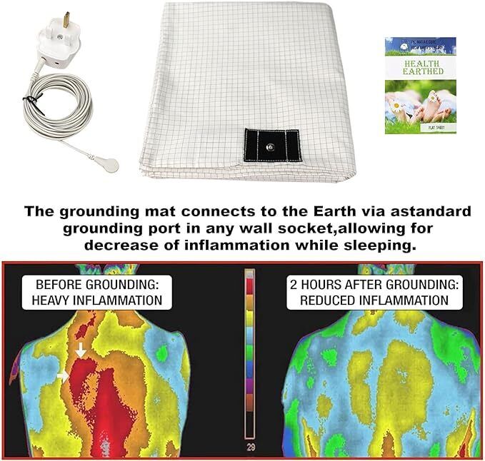 Bed Earthing Sheet Grounding Sheet Mat Large Bed Sheet Flat Sheet W/AU Plug193x203cm