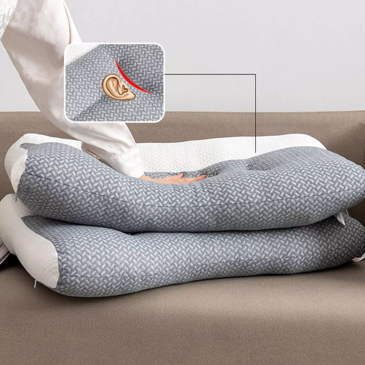 Ergonomic Cervical Pillow Contour Orthopedic Neck Pain Adjustable Bed Pillow