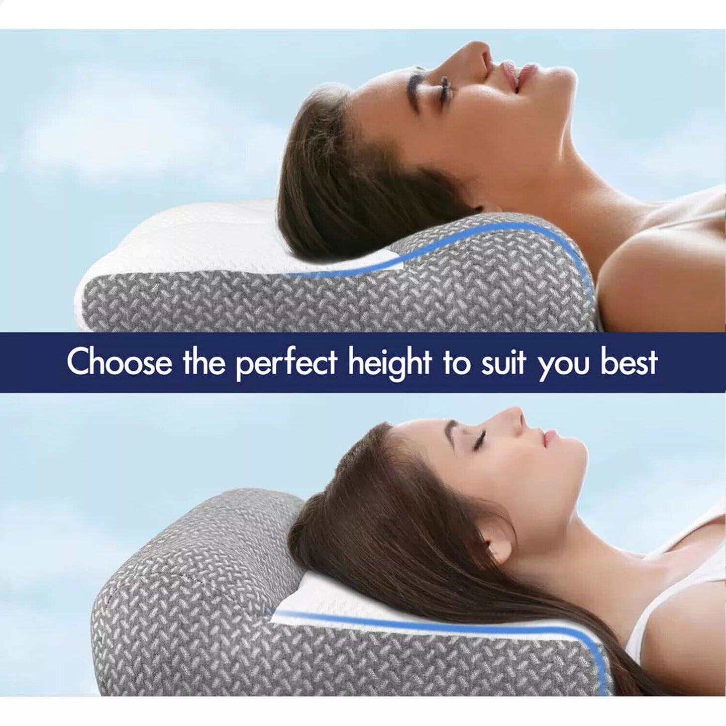 Ergonomic Cervical Pillow Contour Orthopedic Neck Pain Adjustable Bed Pillow