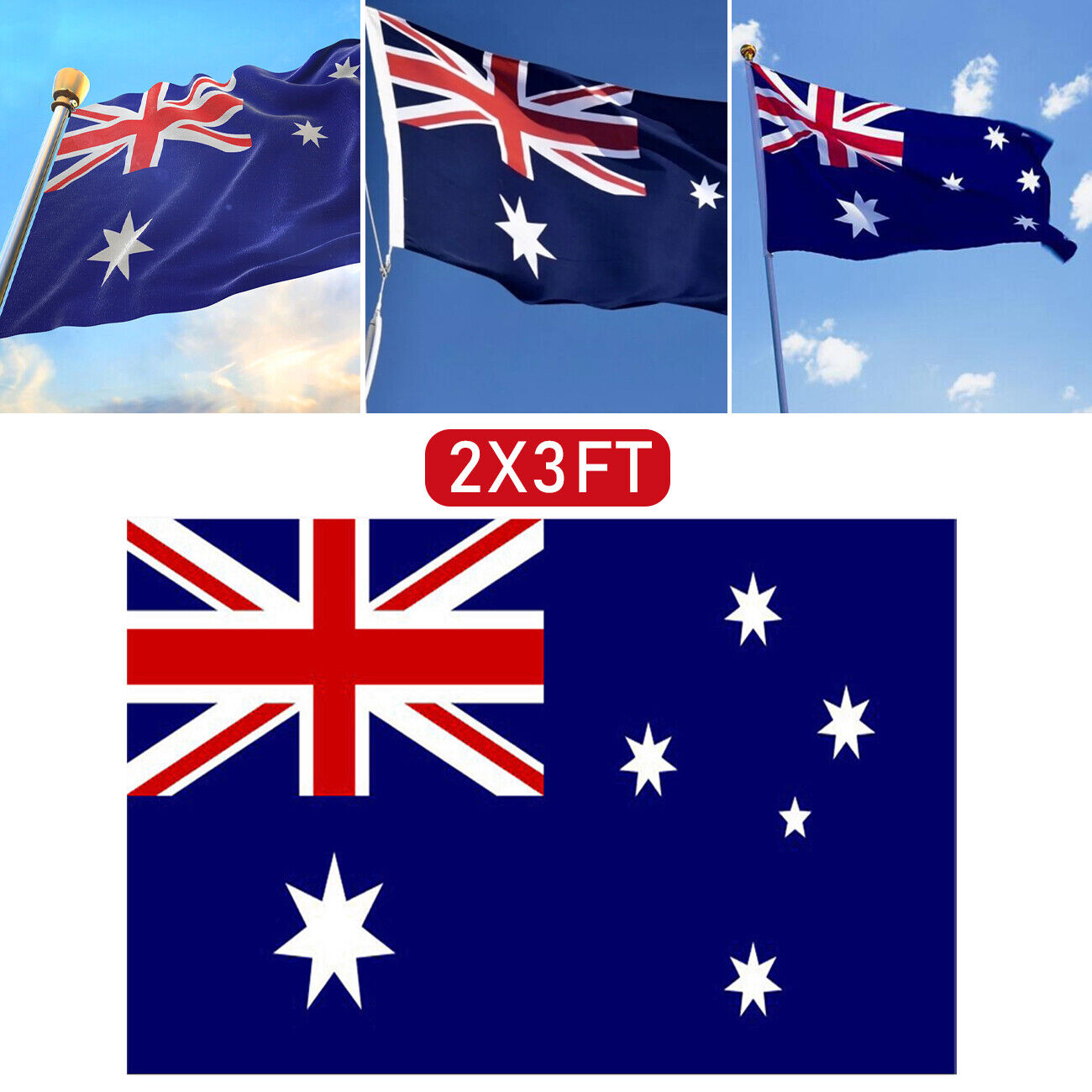 2 Pack Australian Aussie Flag Australia Anzac Day Oz AU 2x3ft 60x90cm Polyester