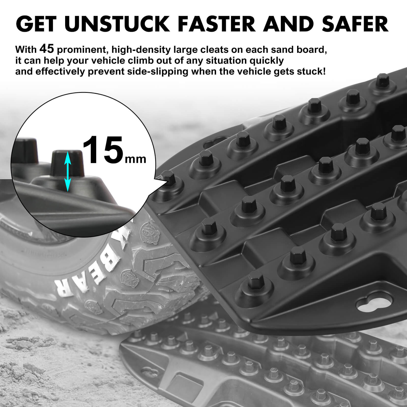 Mini Recovery Tracks Traction Boards Sand Mud Snow 4WD 4x4 Vehicle 1 Pair Black