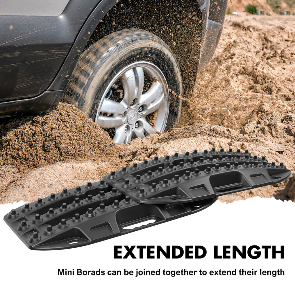 Mini Recovery Tracks Traction Boards Sand Mud Snow 4WD 4x4 Vehicle 1 Pair Black