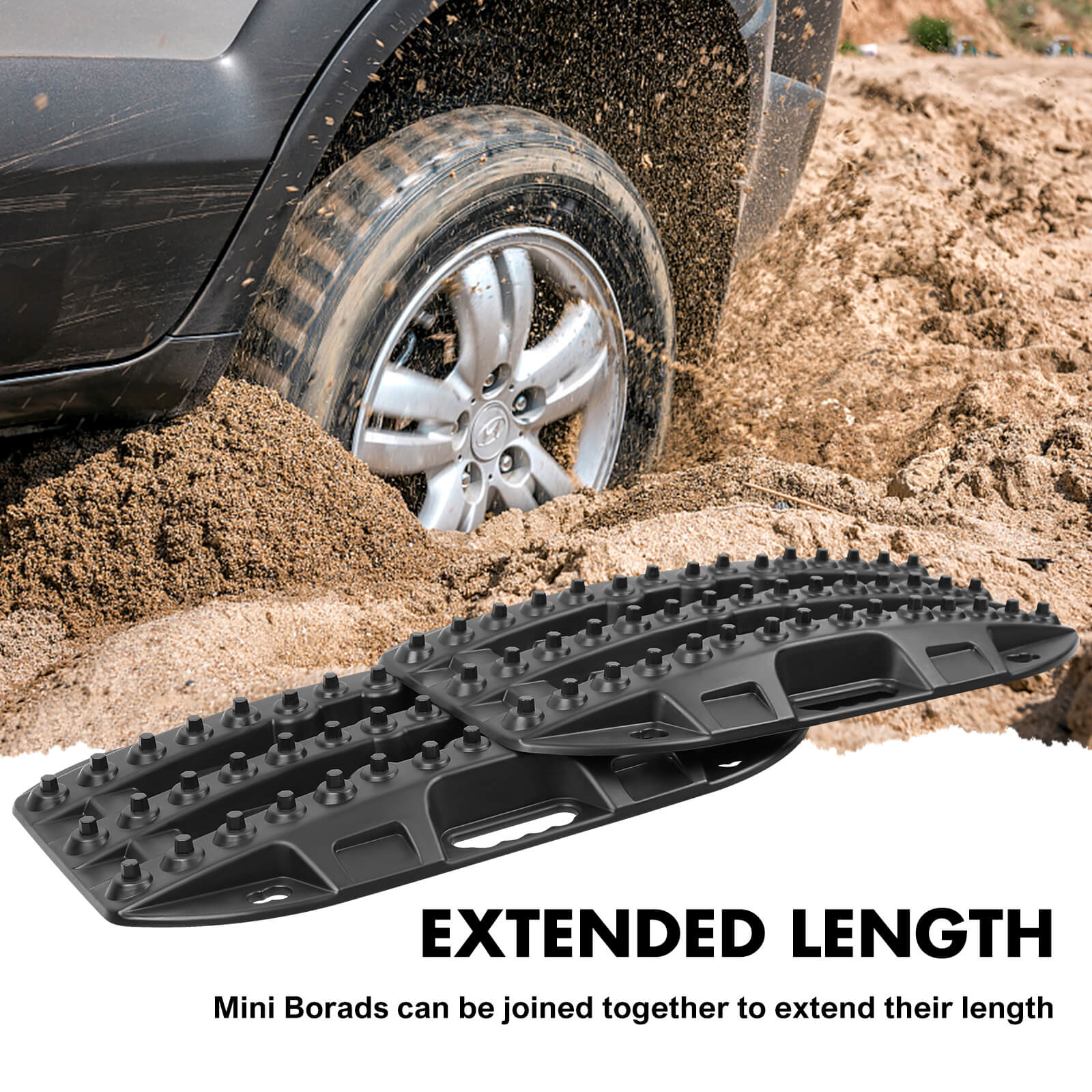 Mini Recovery Tracks Traction Boards Sand Mud Snow 4WD 4x4 Vehicle 1 Pair Black