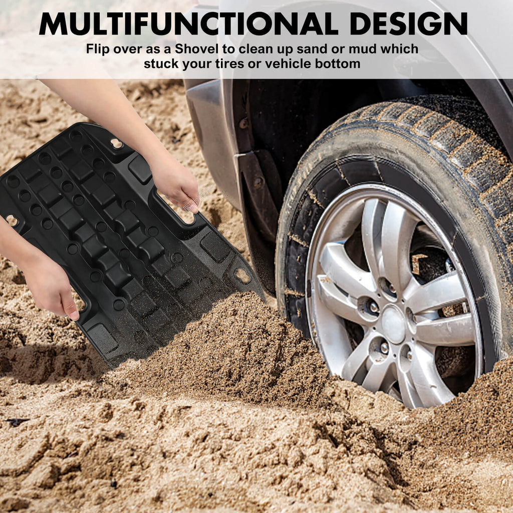 Mini Recovery Tracks Traction Boards Sand Mud Snow 4WD 4x4 Vehicle 1 Pair Black