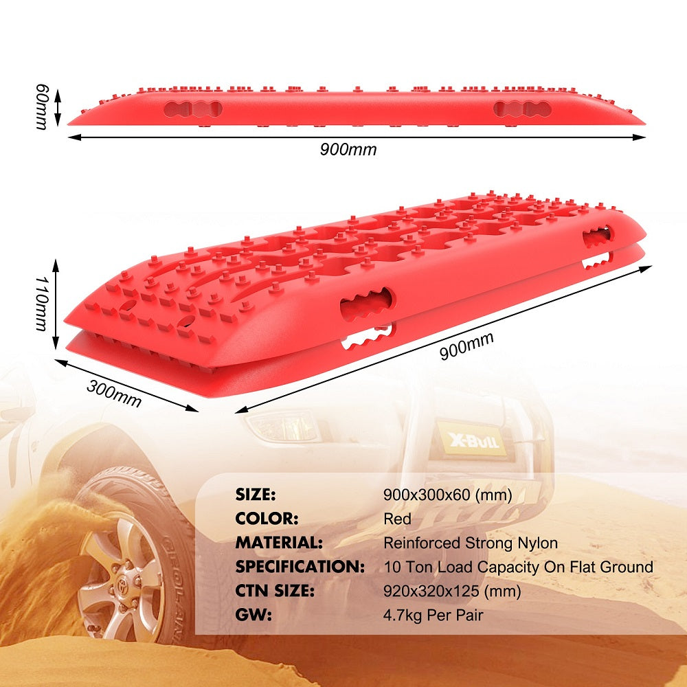 Recovery Tracks Gen 2.0 10T Sand Mud Snow 2 Pairs Offroad 4WD 4x4 2PC 91CM Red