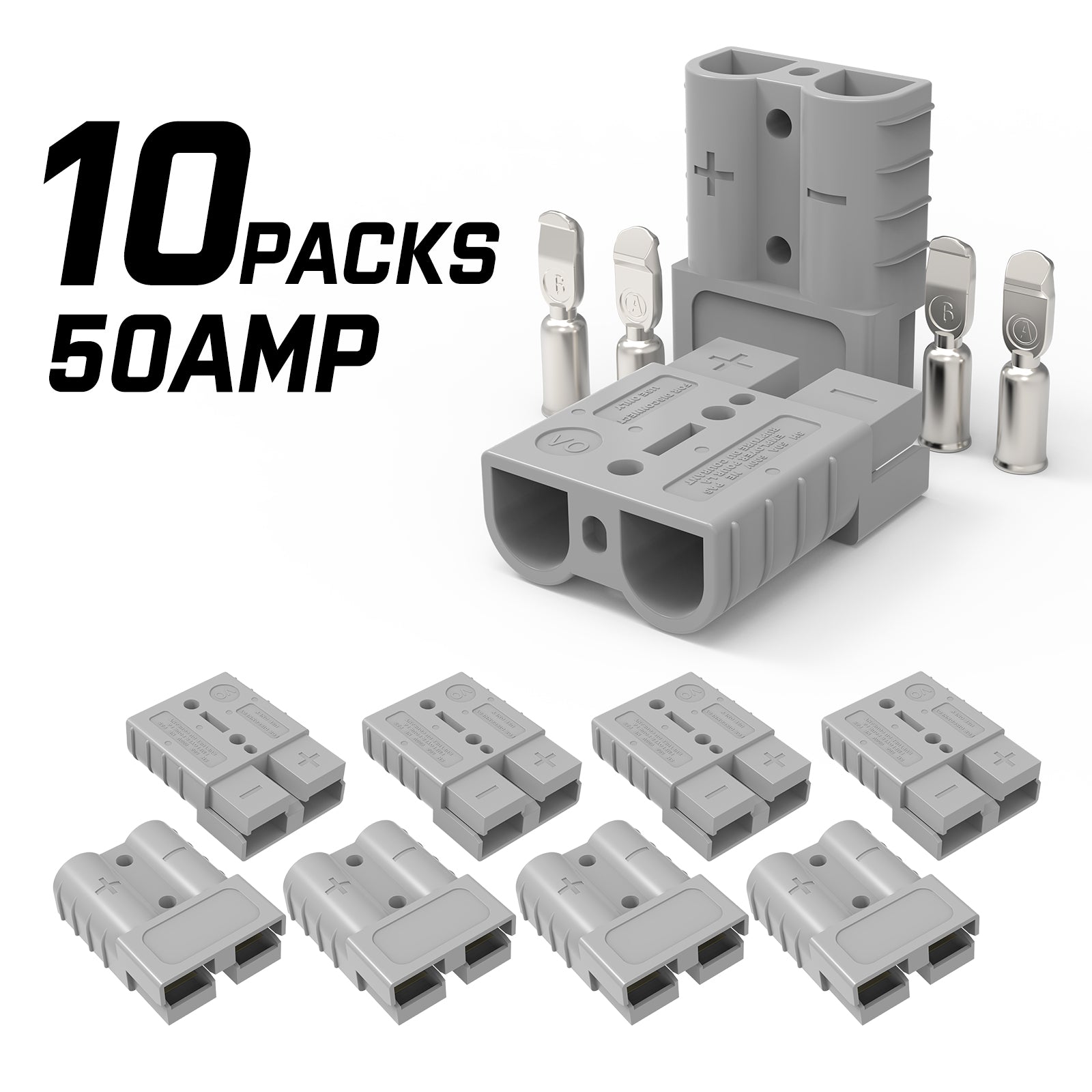 10 x 50A Anderson Style Plug Copper Connectors Terminals Pack Caravan Trailer Solar