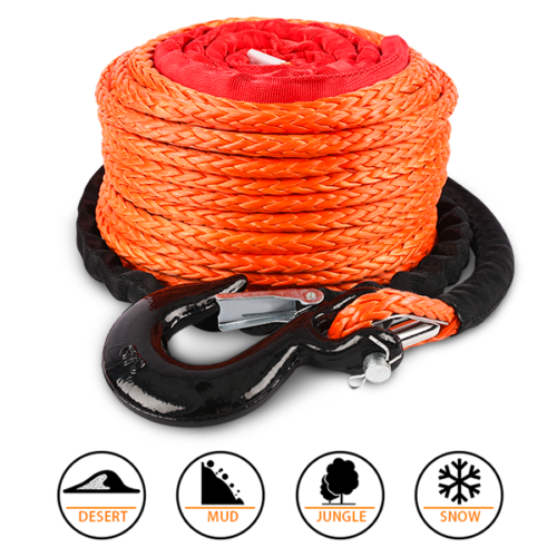 Winch Rope 9.5MM X 30M Dyneema SK75 Hook Synthetic Car Tow Recovery Cable Hook