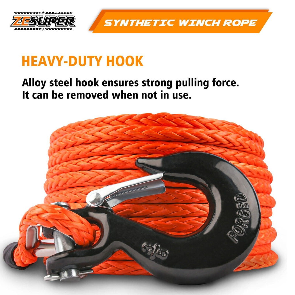 Winch Rope 9.5MM X 30M Dyneema SK75 Hook Synthetic Car Tow Recovery Cable Hook