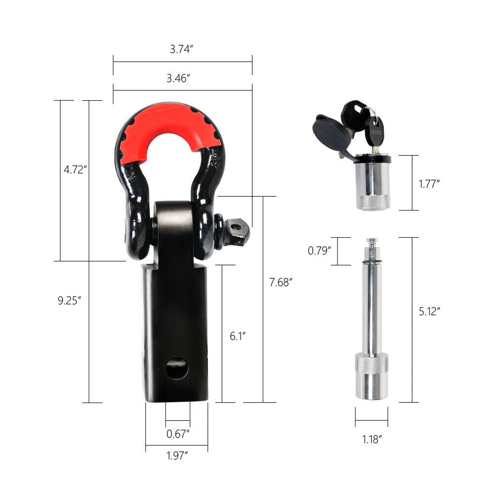 Hitch Receiver 5T Recovery Receiver with Bow Shackle Tow Bar Off Road 4WD