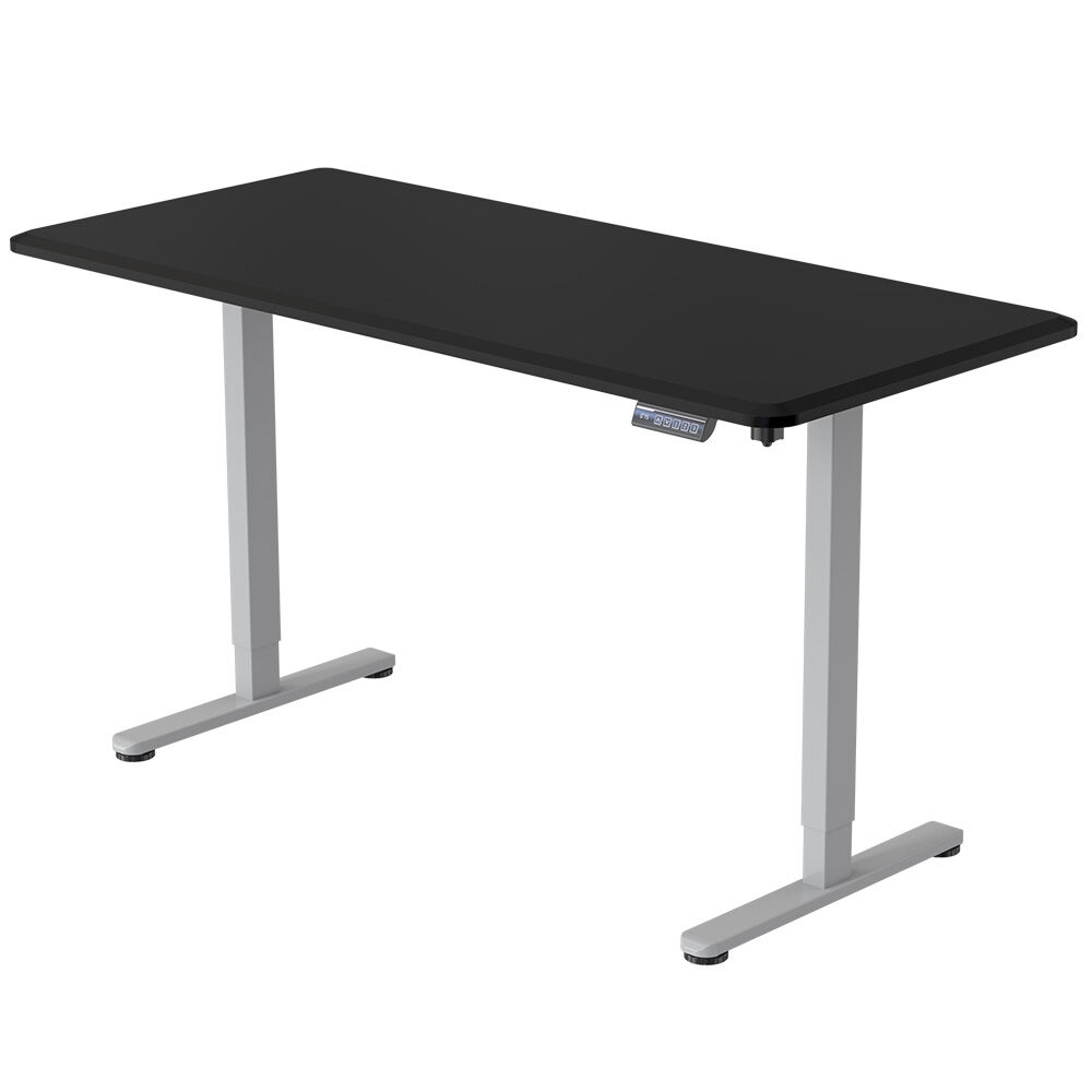 FORTIA Sit To Stand Up Standing Desk, 150x68cm, 72-118cm Electric Height Adjustable, 50kg Rated, Black/Silver Frame