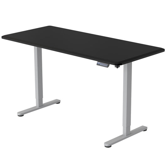 FORTIA Sit To Stand Up Standing Desk, 150x68cm, 72-118cm Electric Height Adjustable, 50kg Rated, Black/Silver Frame