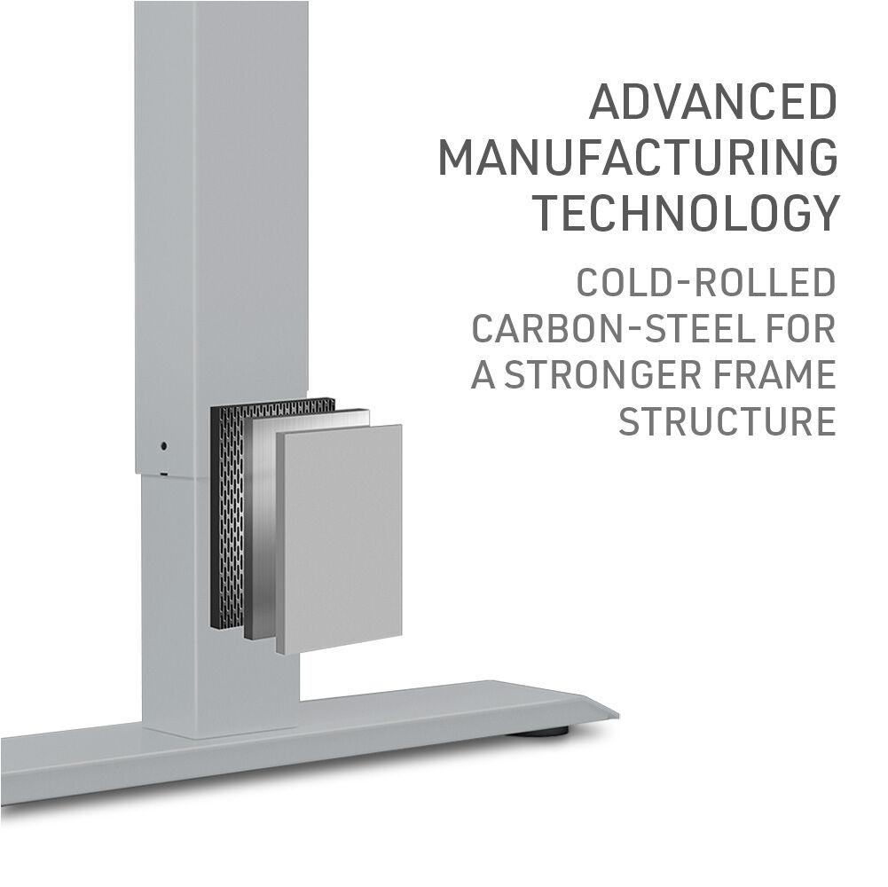 FORTIA Sit To Stand Up Standing Desk, 150x68cm, 72-118cm Electric Height Adjustable, 50kg Rated, Black/Silver Frame