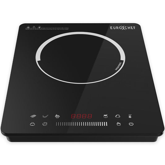 EUROCHEF Induction Cooktop, 2000W, 9 Heat Levels, Fast Electric Portable Cooker, Touch Controls with Slider