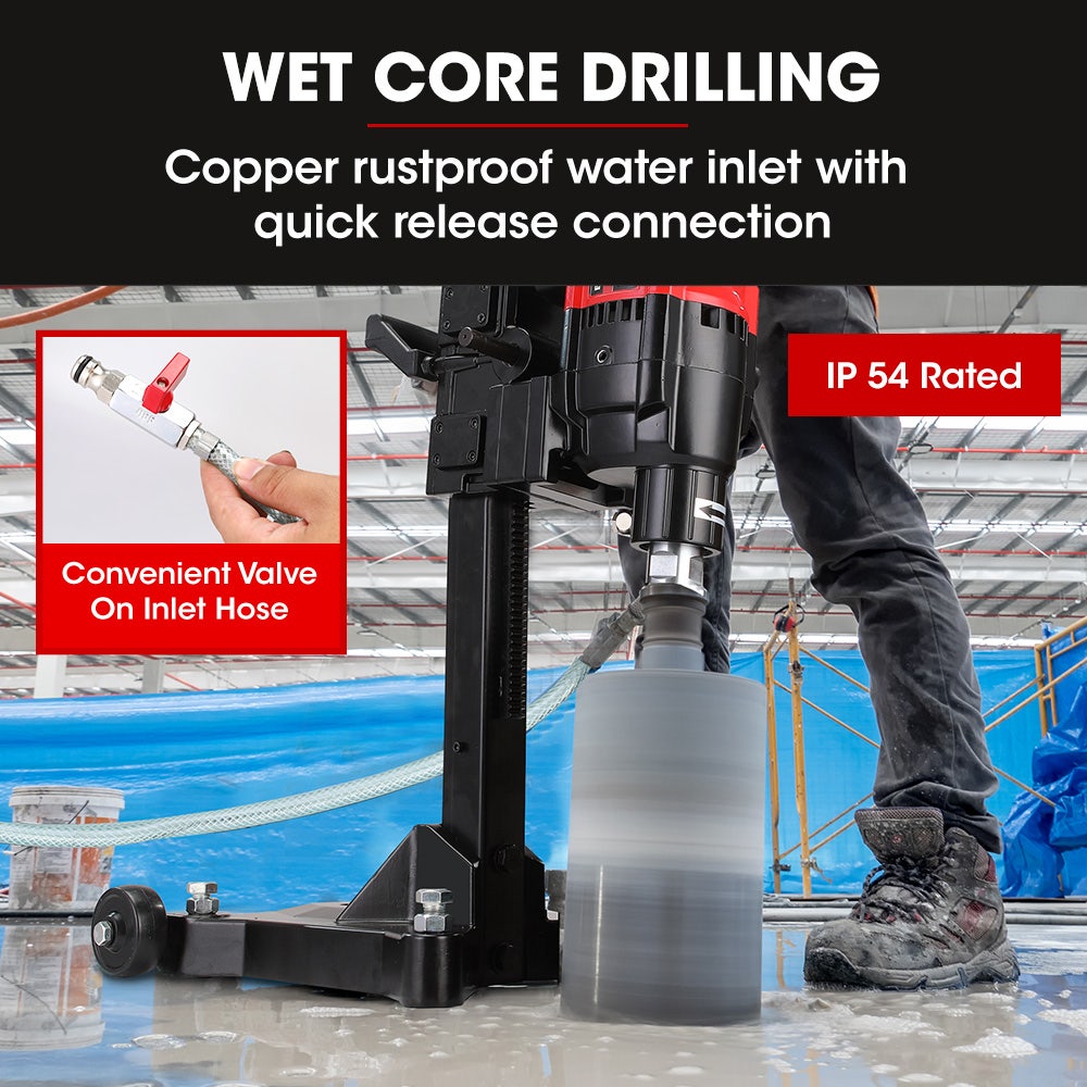 BAUMR-AG 3200W 280mm Wet/Dry Core Drill w/ Wheeled Stand & 102mm Bit Combo, for Concrete Coring Hole Drilling