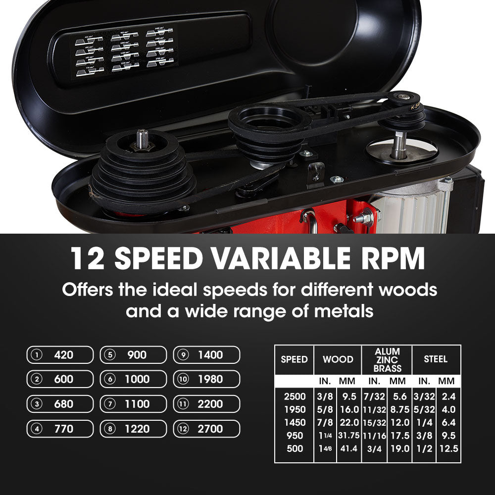 Baumr-AG 600W 12  Pedestal Bench Drill Press, 12 Speeds, 16mm Chuck (DP17)