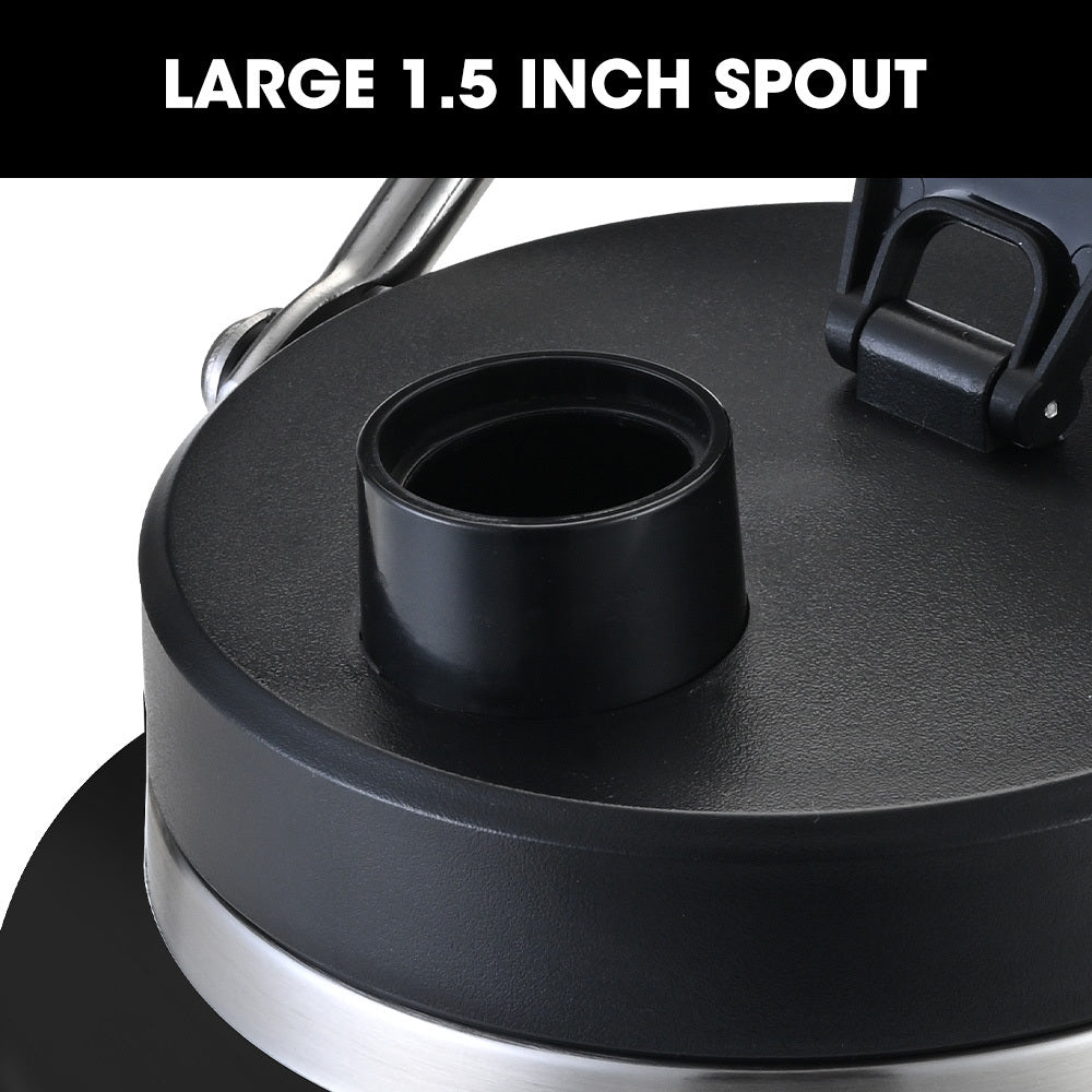 BAUMR-AG 3.8L Double Wall Insulated Stainless Steel Water Bottle, Drink Jug with Handle, Black