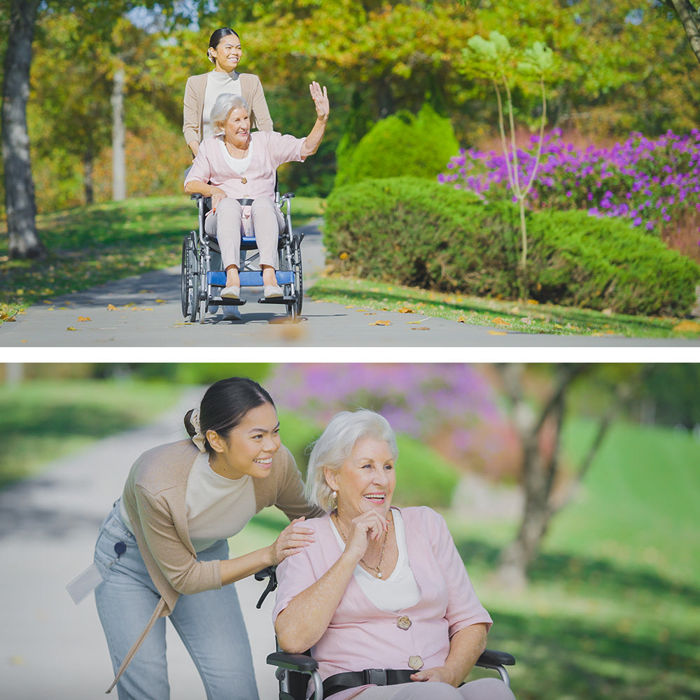 EQUIPMED Folding Aluminium Wheelchair, 20  Wheels, Park Brakes, 100kg Capacity, Blue