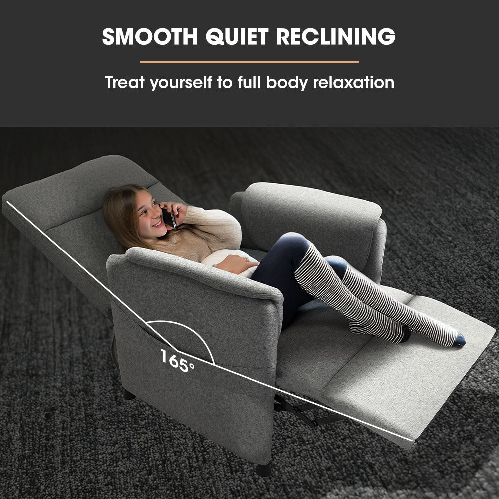 FORTIA Electric Armchair Recliner, Single Fabric Chair, Grey