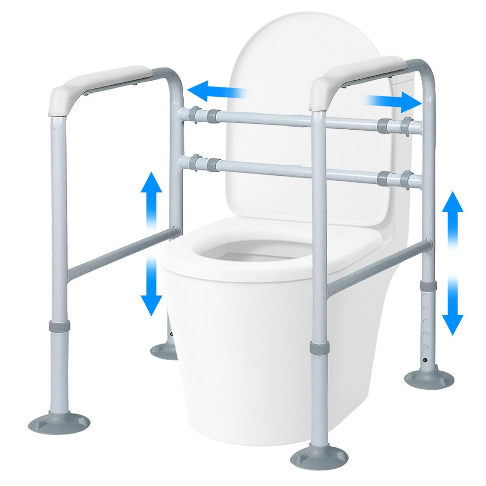 Equipmed Over Toilet Support Frame Safety Grab Aid Rail, 125kg Capacity, Adjustable Height and Width