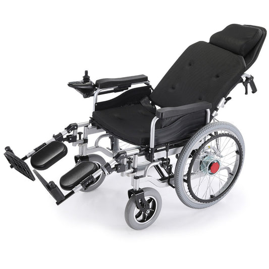 EQUIPMED Power Electric Wheelchair, XL Wide Bariatric Chair Seat, Long Range, Airline Approved, Recline Adjustment, Lithium Battery, 22  Wheels, Headrest, Black