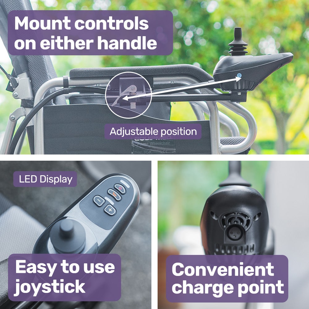 EQUIPMED Power Electric Wheelchair, XL Wide Bariatric Chair Seat, Long Range, Airline Approved, Recline Adjustment, Lithium Battery, 22  Wheels, Headrest, Black