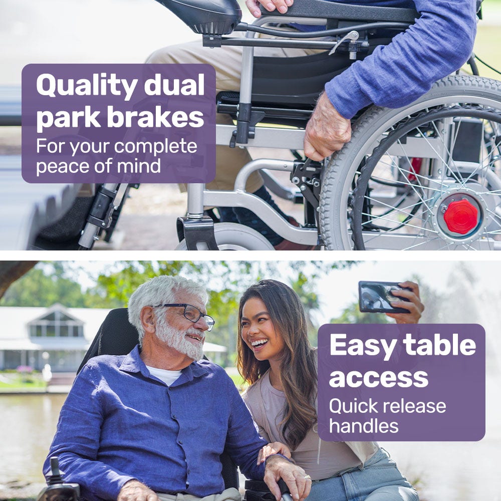 EQUIPMED Power Electric Wheelchair, XL Wide Bariatric Chair Seat, Long Range, Airline Approved, Recline Adjustment, Lithium Battery, 22  Wheels, Headrest, Black