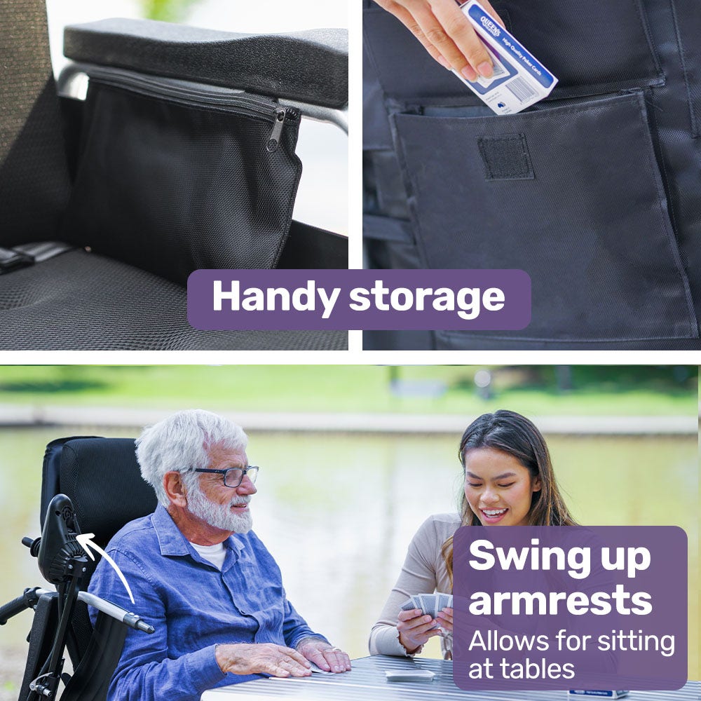 EQUIPMED Power Electric Wheelchair, XL Wide Bariatric Chair Seat, Long Range, Airline Approved, Recline Adjustment, Lithium Battery, 22  Wheels, Headrest, Black