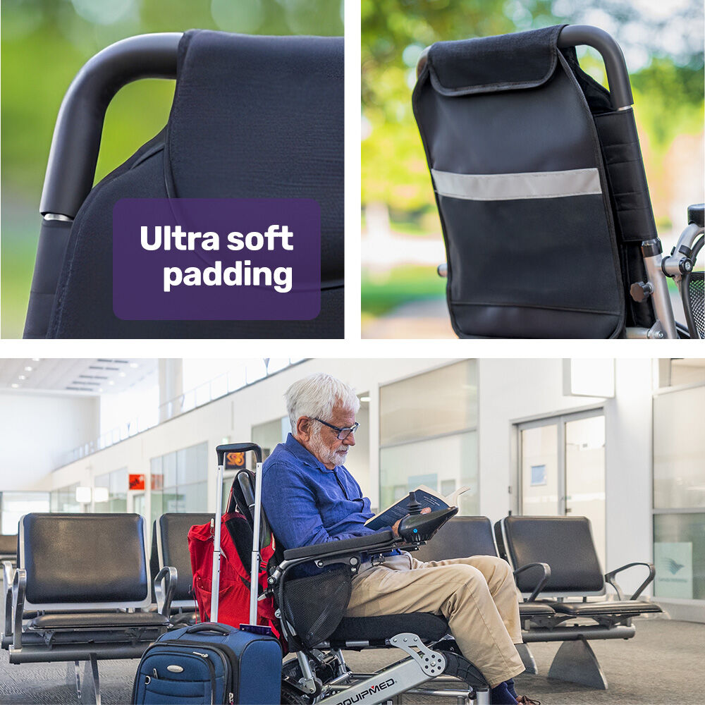 EQUIPMED Power Electric Wheelchair, Airline Approved Wheel Chair, Lightweight, Folding, Long Range, Lithium Batteries, Black & Silver