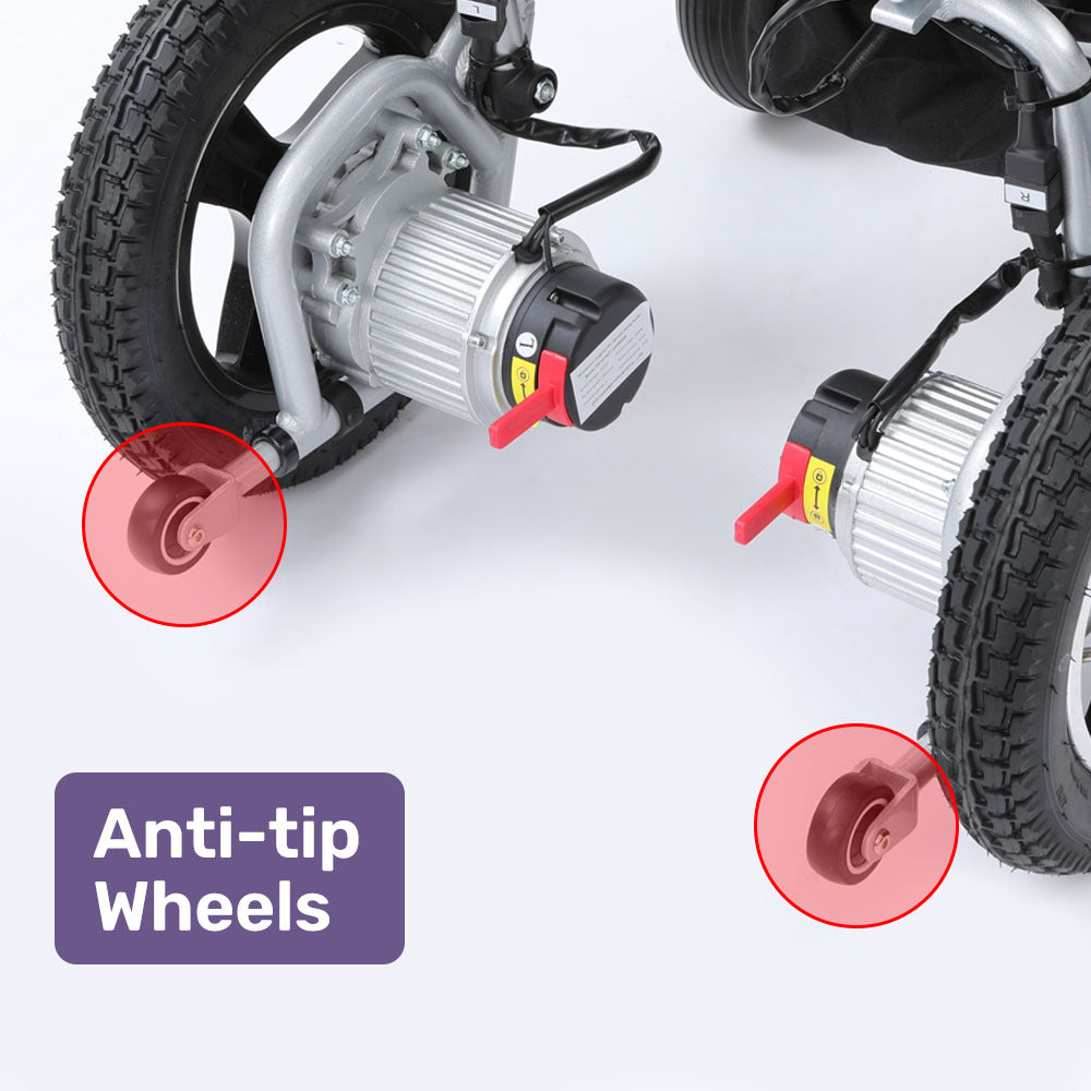 EQUIPMED Ultra-Light Power Wheelchair, Tight Turning, Airline Approved, ARTG Certified, Aluminium Frame, Lithium Battery, Brown