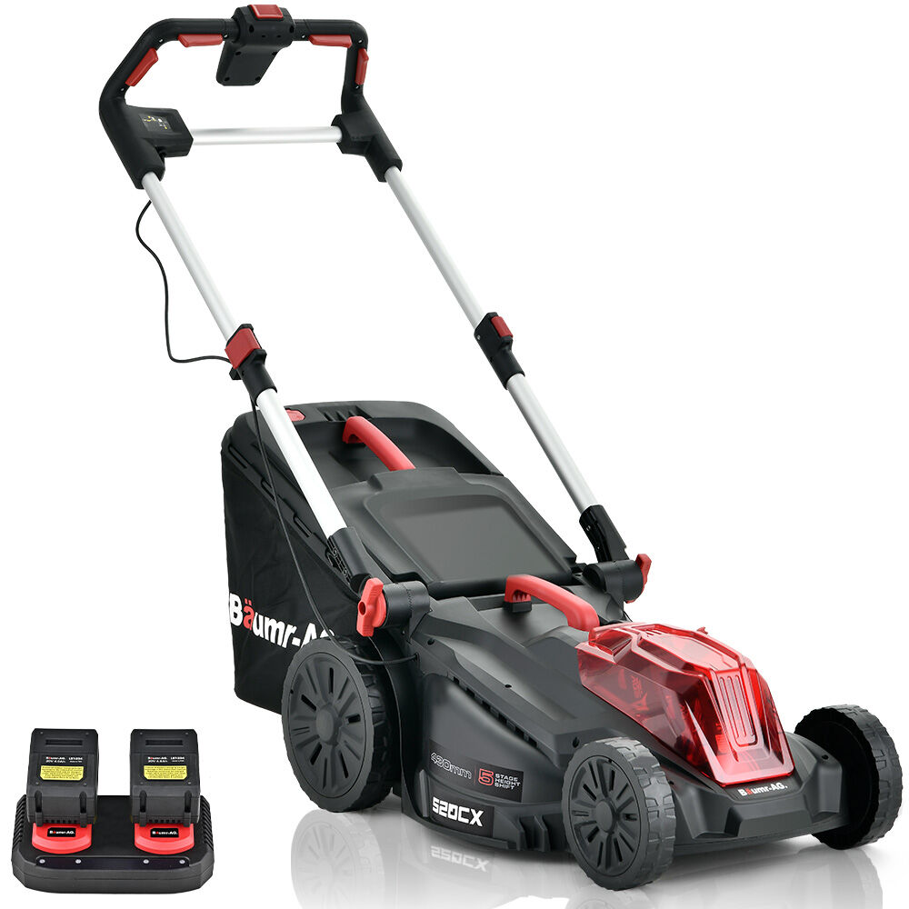 BAUMR-AG 520CX 40V SYNC 17  Cordless Lawn Mower Kit, Fast Charger, 2 x 4Ah Battery, 5 Cutting Heights, Adjustable Ergonomic Handle, Mulching Option