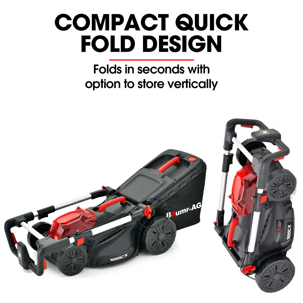 BAUMR-AG 520CX 40V SYNC 17  Cordless Lawn Mower Kit, Fast Charger, 2 x 4Ah Battery, 5 Cutting Heights, Adjustable Ergonomic Handle, Mulching Option