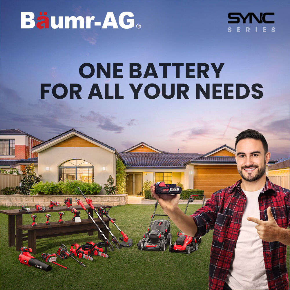 BAUMR-AG 520CX 40V SYNC 17  Cordless Lawn Mower Kit, Fast Charger, 2 x 4Ah Battery, 5 Cutting Heights, Adjustable Ergonomic Handle, Mulching Option