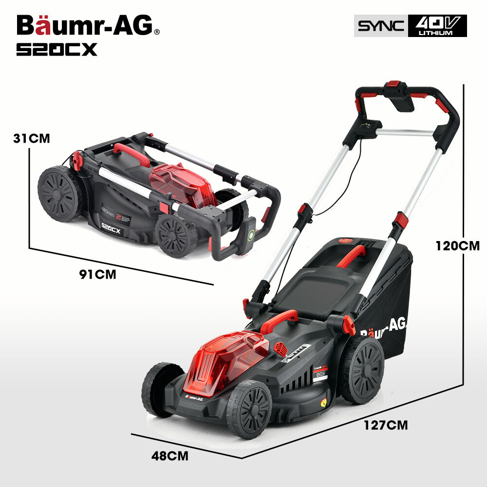 BAUMR-AG 520CX 40V SYNC 17  Cordless Lawn Mower Kit, Fast Charger, 2 x 4Ah Battery, 5 Cutting Heights, Adjustable Ergonomic Handle, Mulching Option