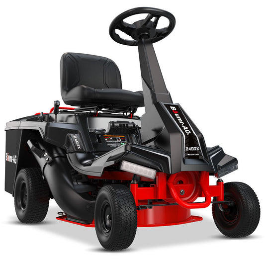 BAUMR-AG 24  Ride On Lawn Mower, Lithium Electric Start System, 6HP 224cc, 5 Cut Heights, Catcher and Mulch Kit