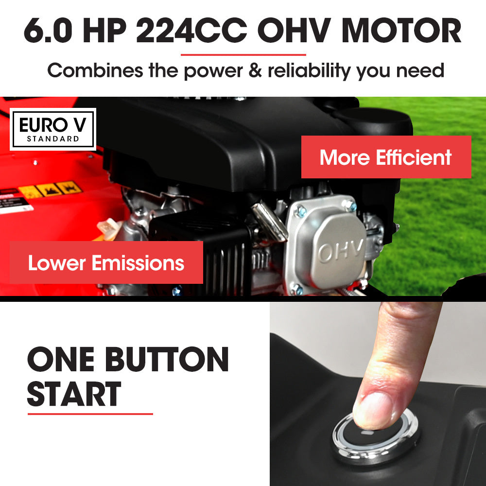 BAUMR-AG 18  224cc Electric Start Self Propelled Lawn Mower, 7 Height, Steel Deck, 6HP, 4-Stroke Petrol Lawnmower - 790SXe