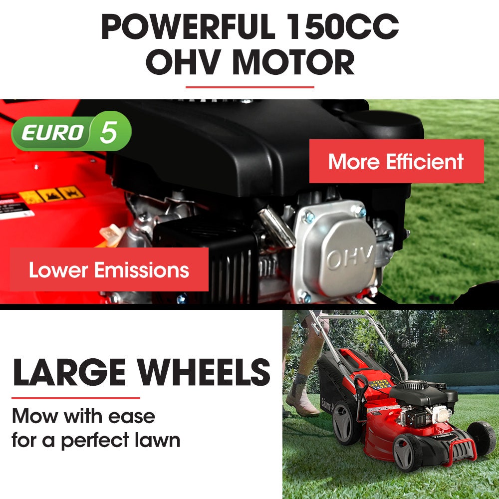 BAUMR-AG 18  150cc Self Propelled Lawn Mower, 7 Height, Steel Deck, Cup Holders, 4-Stroke Petrol Lawnmower - 740SX