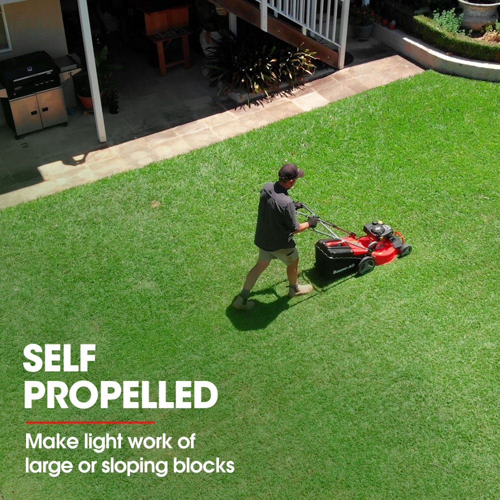 BAUMR-AG 18  150cc Self Propelled Lawn Mower, 7 Height, Steel Deck, Cup Holders, 4-Stroke Petrol Lawnmower - 740SX