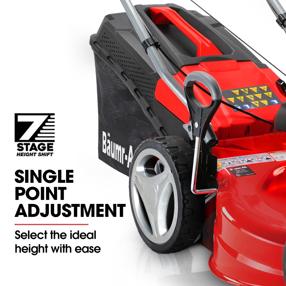 BAUMR-AG 18  150cc Self Propelled Lawn Mower, 7 Height, Steel Deck, Cup Holders, 4-Stroke Petrol Lawnmower - 740SX