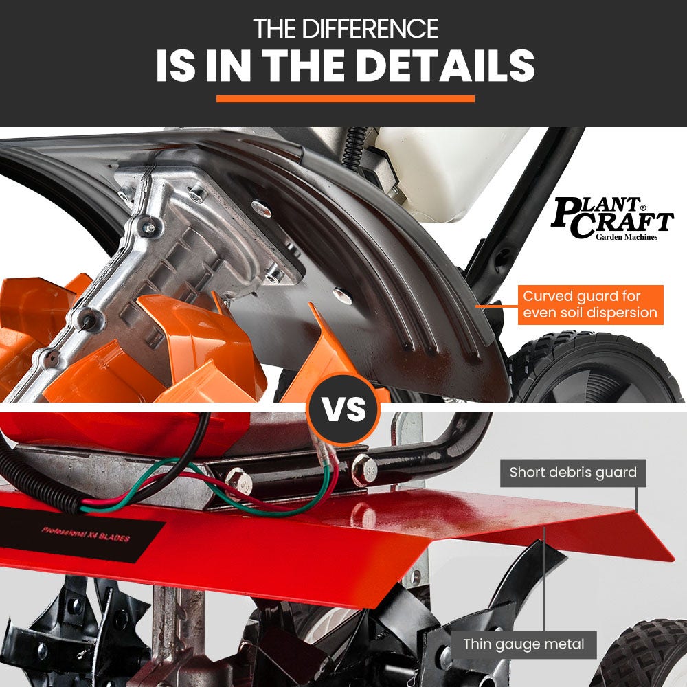 PLANTCRAFT 46CC Garden Cultivator Tiller Handheld 15 Inch Petrol 4-Stroke Titan 9