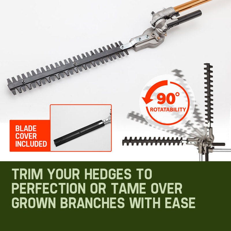 BAUMR-AG 65cc 7in1 Long Reach Garden Multi-tool, Pole Saw, Hedge & Line Trimmer, Brush Cutter, 12 Tree Trimming Pruning Chainsaw Bar, 2 Extension Shafts