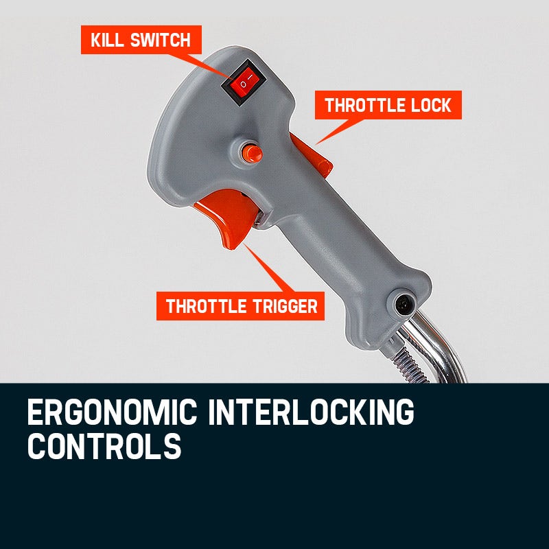 MTM 62cc 7in1 Brush Cutter Garden Multi-Tool , Pole Hedge & Line Trimmer, Bullhorn Handle, 12 Tree Trimming Pruning