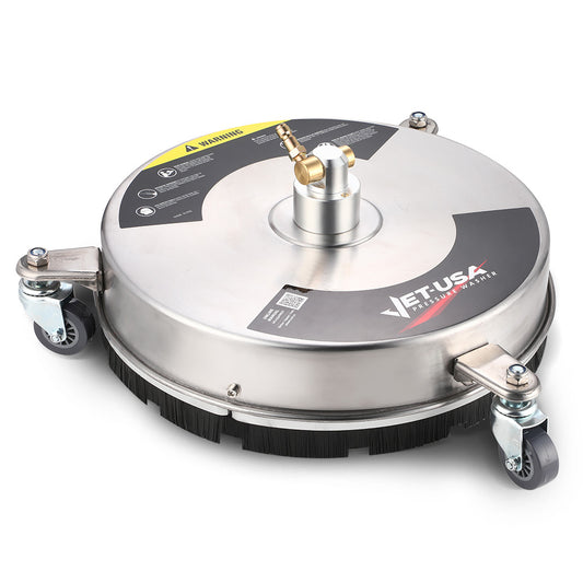 Jet-USA 15 Stainless Steel Pressure Washer Surface Cleaner, 1/4 Fitting, For Concrete Driveway Patio Floor